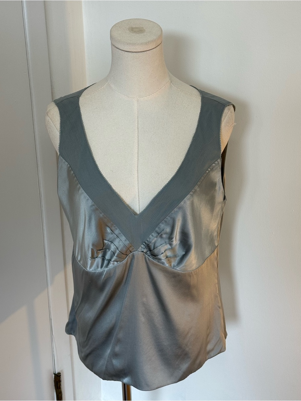 Talbots Silky V-Neck Satin Camisole in Slate Gray
